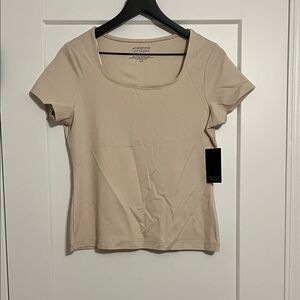 Adrienne Vittadini Women's Beige Short Sleeve Top